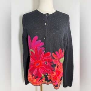 VINTAGE FISHER HILL cotton hand knit CARDIGAN SWEATER